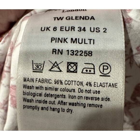 LK Bennett Glenda Wallpaper Top Womens Size 2 Pink Multi Floral Print Cotton - Picture 9 of 10